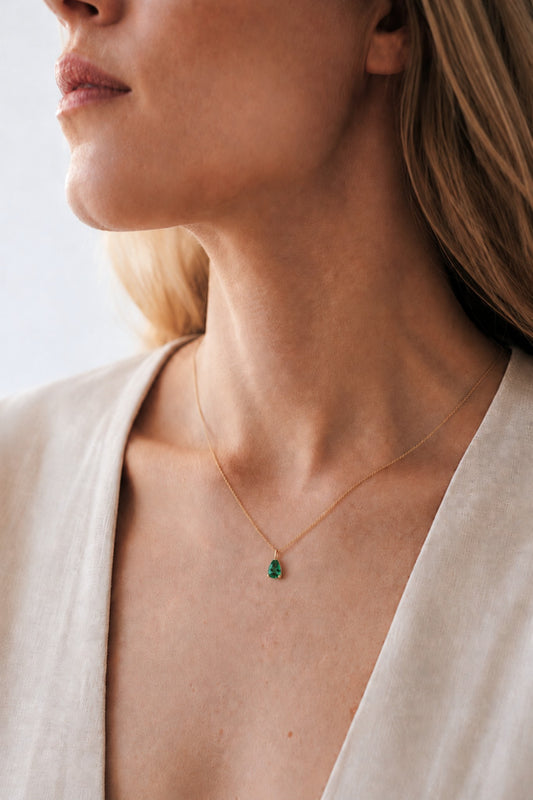 BIRTHSTONE I KETTE 8K GOLD Mittellang, sehr fein mit Geburtsstein als Anhänger