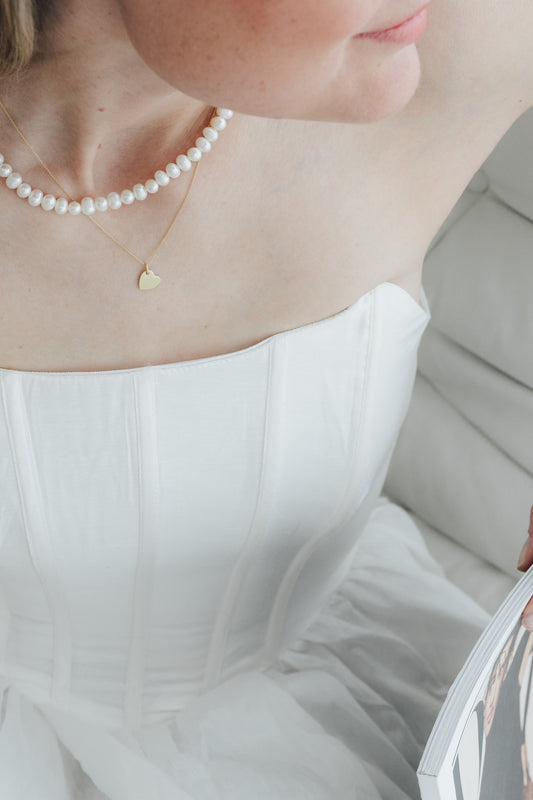 LOVE I KETTE 8K GOLD Mittellang, filigran mit Herz in 10 mm