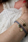 CHARMS COLLECTION I STOFFARMBAND mit zwei runden Plättchen I 8K GOLD