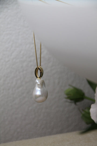PEARL I KETTE 8K GOLD Lang, filigran mit Süßwasser Barockperle