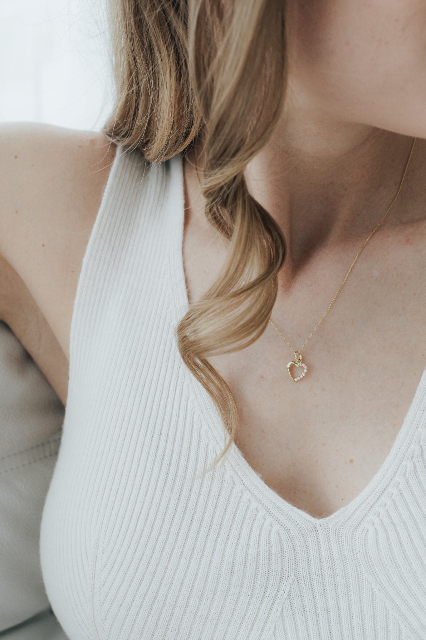 HEART I KETTE Mittellang mit Herz rosa Zirkonia