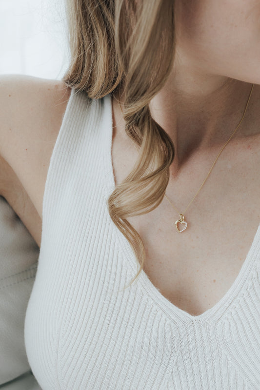 HEART I KETTE Mittellang mit Herz rosa Zirkonia