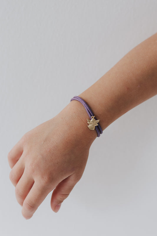 CHARMS COLLECTION FÜR KINDER I STOFFARMBAND mit Schutzengel I 8K GOLD