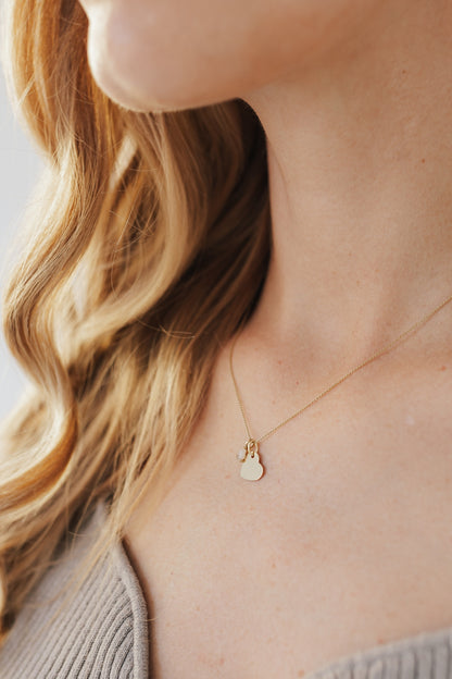 LOVE MORE I KETTE 8K GOLD Mittellang, sehr fein mit Herz in 10 mm und Geburtsstein