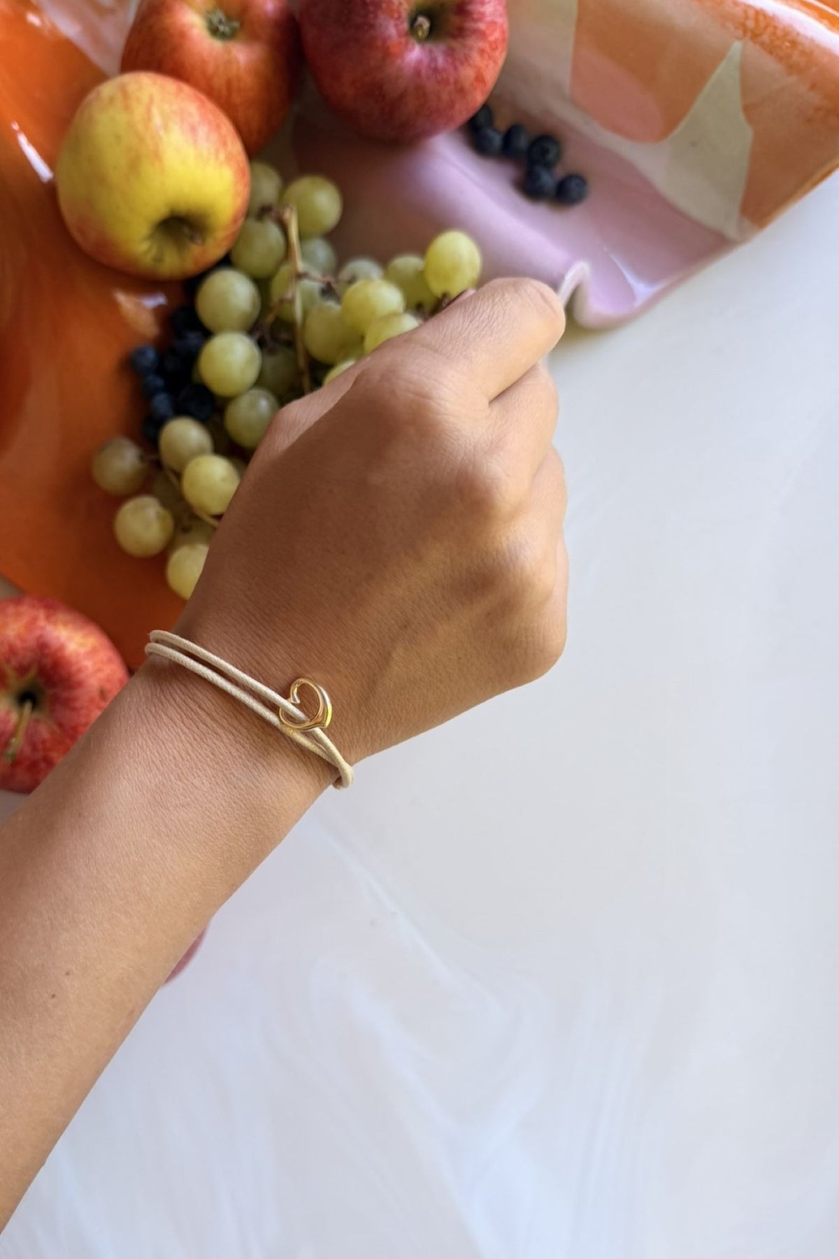 CHARMS COLLECTION I STOFFARMBAND mit Bubble Herz I 8K GOLD