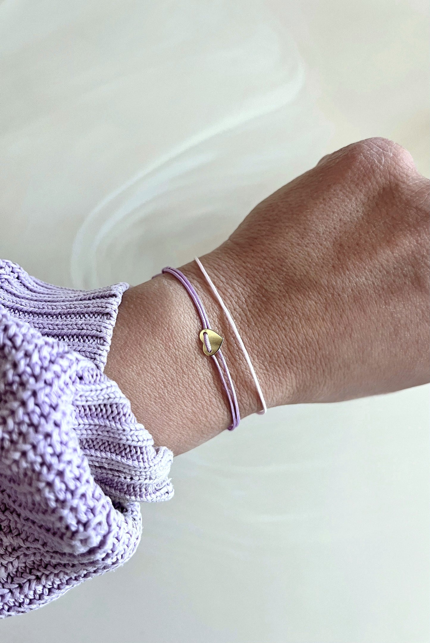 SPRING / SUMMER EDITION MYLOVE I LILA STOFFARMBAND mit eingefasstem Herz