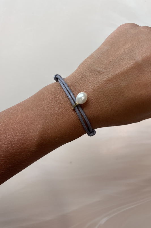 CHARMS COLLECTION I STOFFARMBAND mit Süsswasserperle I 8K GOLD