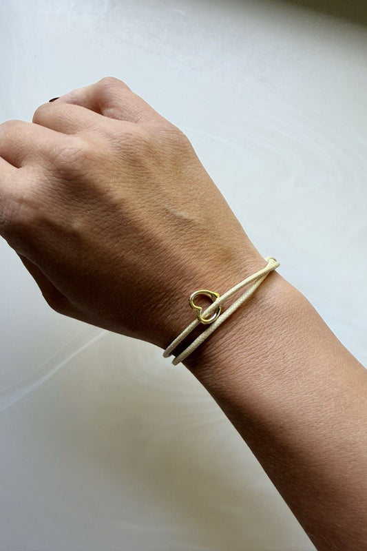 CHARMS COLLECTION I STOFFARMBAND mit Bubble Herz I 8K GOLD