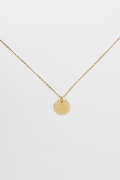 GLOW I KETTE 8K GOLD Mittellang, filigran mit mittelgroßem Plättchen in 14 mm