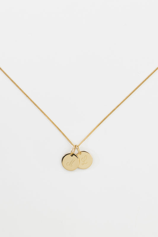 GROWTH I KETTE 8K GOLD Kurz, filigran mit zwei kleinen Plättchen in 10 mm