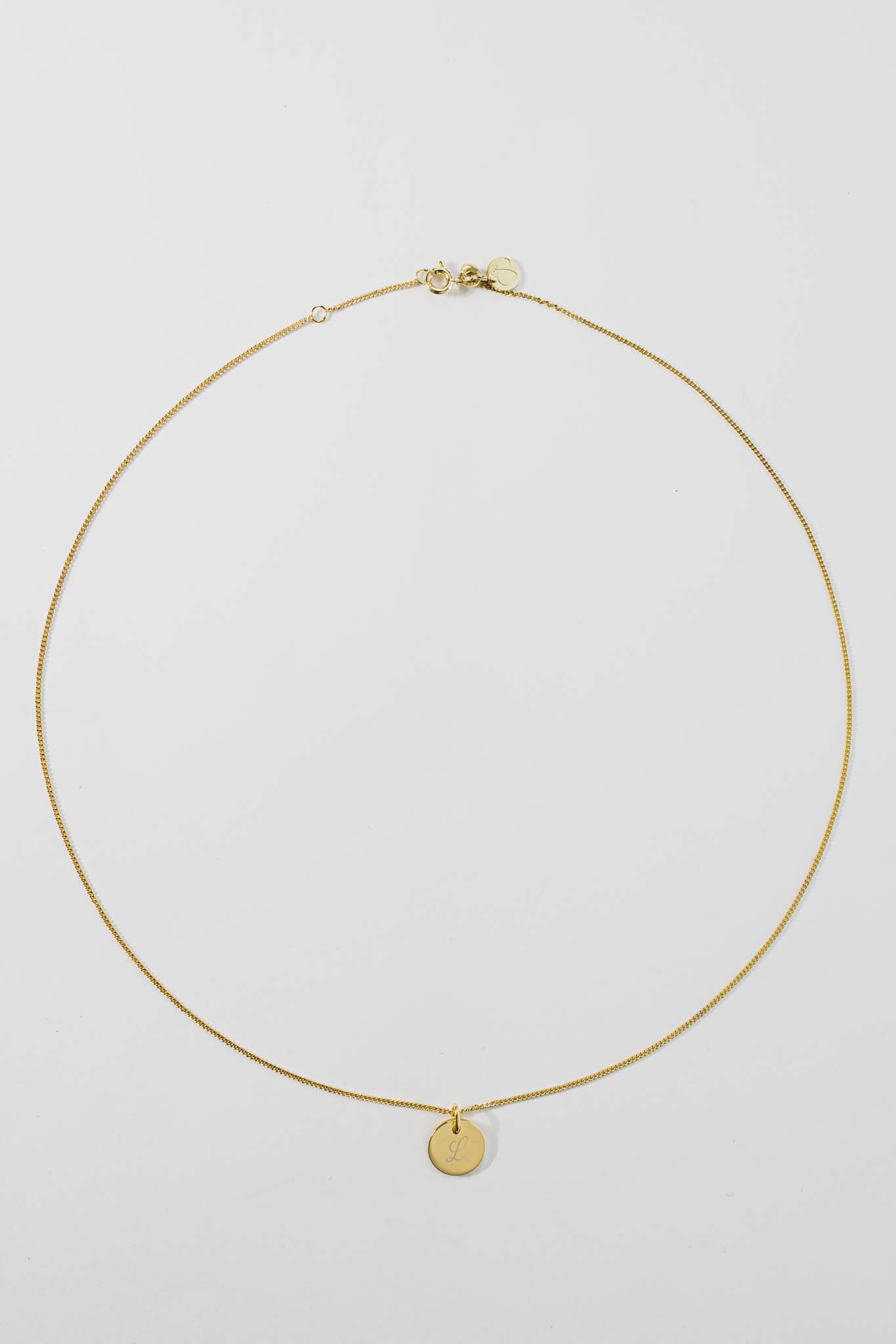 KIND I KETTE 8K GOLD Kurz, filigran mit kleinem Plättchen in 10 mm