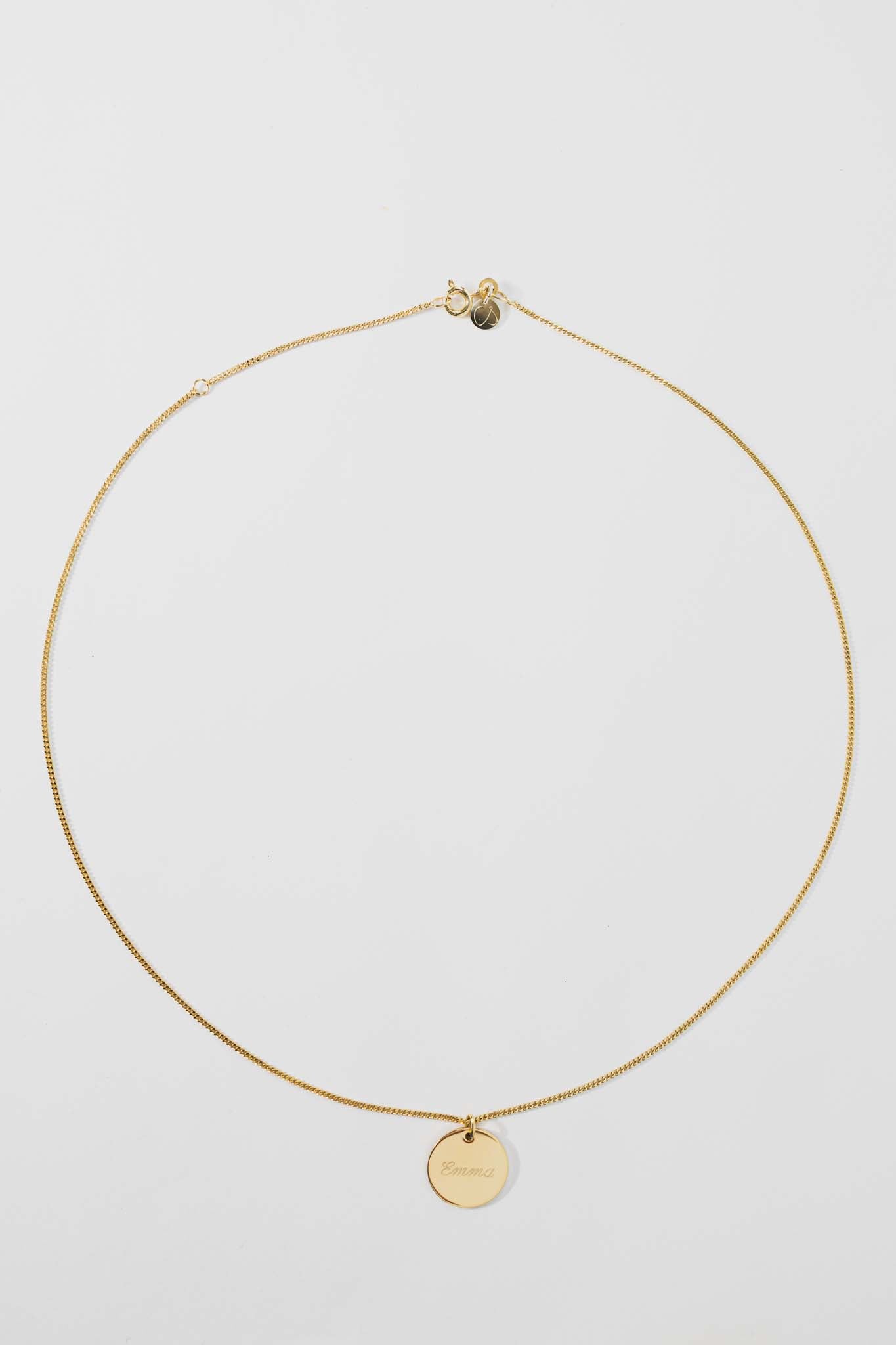 GRACE I KETTE 8K GOLD Lang, filigran mit großem Plättchen in 16 mm