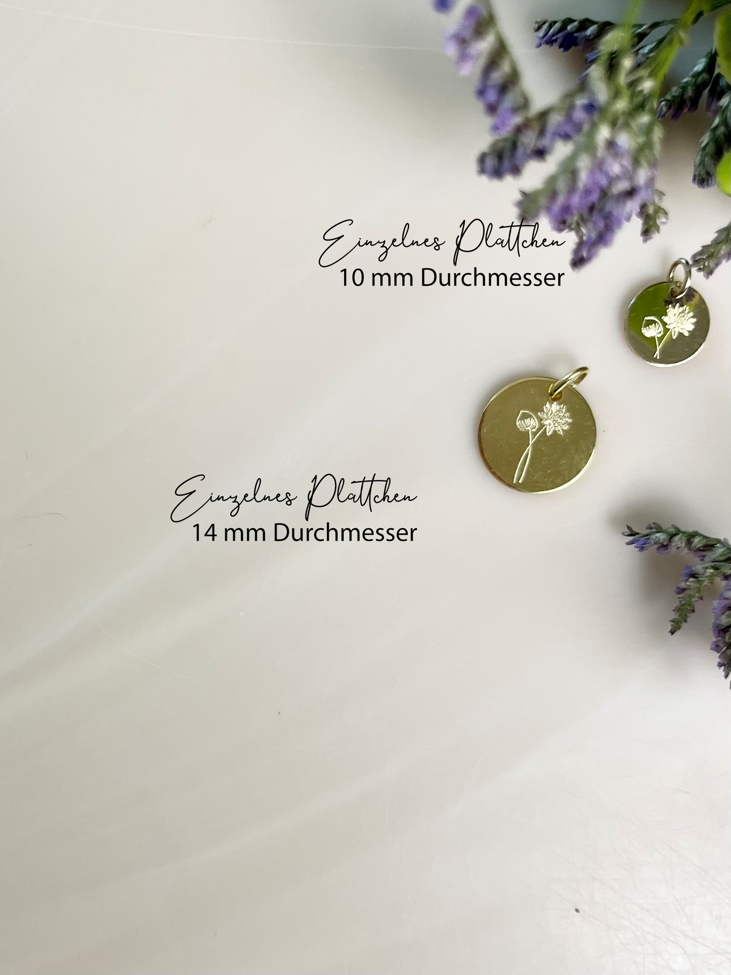 EINZELNES PLÄTTCHEN I 8K GOLD I 10 mm