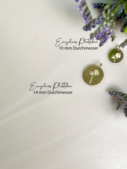EINZELNES PLÄTTCHEN I 8K GOLD I 10 mm
