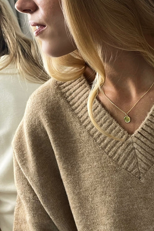 KIND I KETTE 8K GOLD Kurz, filigran mit kleinem Plättchen in 10 mm