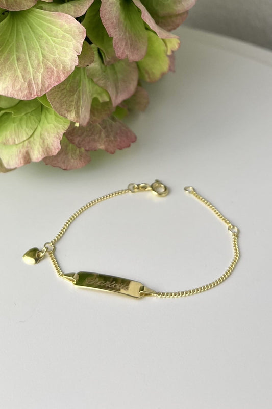 CHARLOTTE I KINDERARMBAND 8K GOLD mit Herzanhänger und Gravur